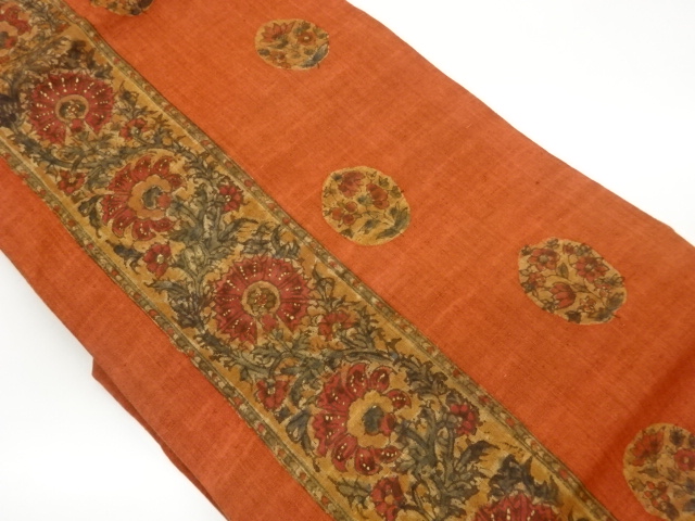 JAPANESE NAGOYA OBI / TSUMUGI / KINSAI / FLOWER ARABESQUE